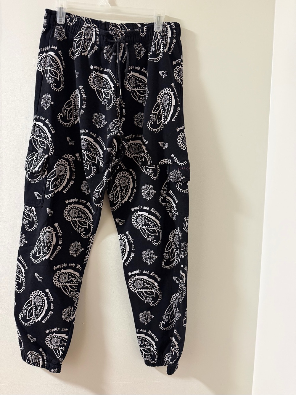 Black Paisley Print Jogger Pants for Women